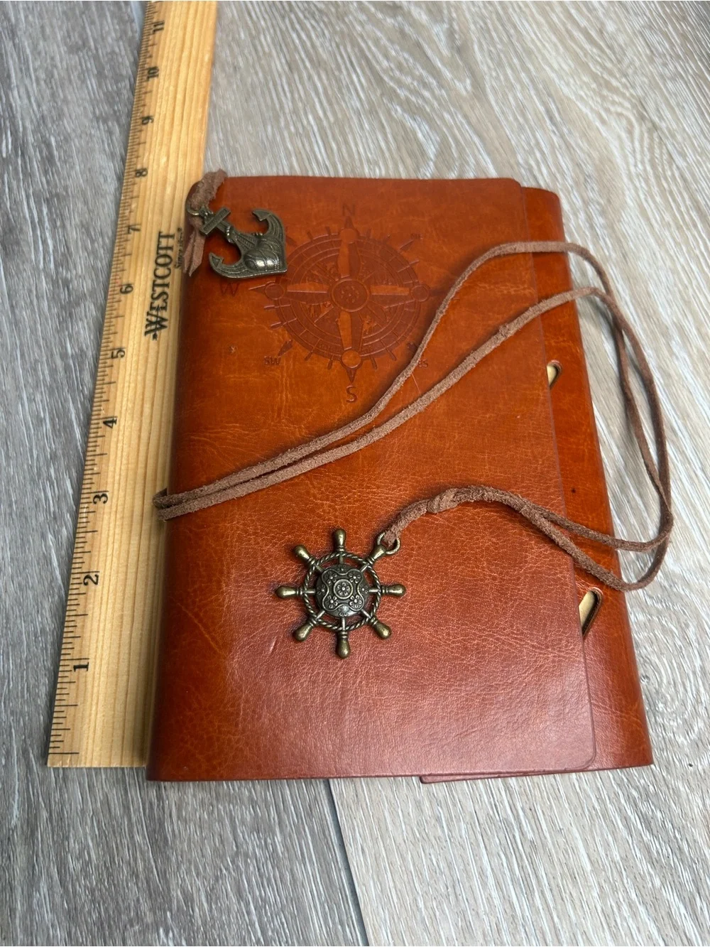 Vintage Leather Nautical Journal Refillable Compass Wrap Notebook Travel Diary⁠